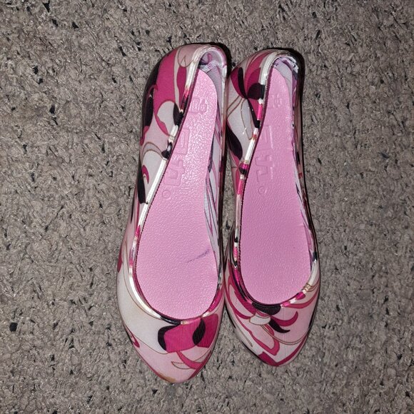 PUCCI-Abstract Style-Pink/Black-Jelly Ballet Flats-Sz 39-Excellent - Picture 7 of 8